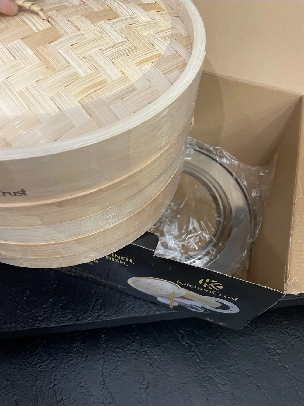Kitchen Crust New Bamboo Steamer 10 Inch Set - Contents in original packaging.